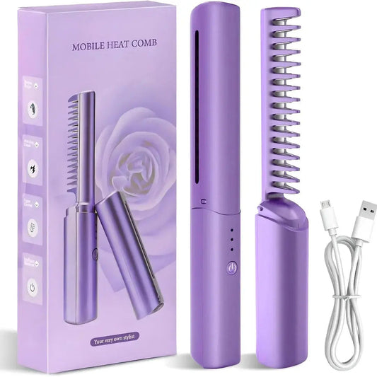 2 in 1 Rechargeable Hair Straightener + Comb